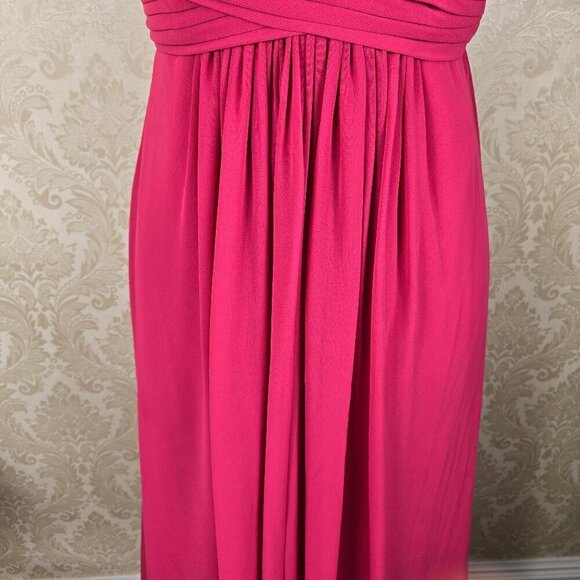 David's Bridal Size 4 Strapless Pink Floor Length Gown Pleated Top Flowy Skirt - Picture 3 of 12